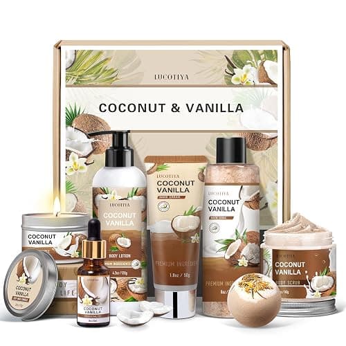 Gifts for Women, Birthday Gifts for Women, Bath and Body Gifts Set, Vanilla Coconut Spa Gift for Self Care,Thank you Relaxing Bath Sets for Mom, Grandma, Girlfriend, Sister, Friends - Image 1