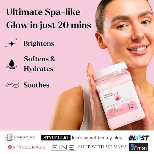 Jelly Face Mask for Facials - Bulgarian Rose Hydrating, Brightening & Nourishing Jelly Mask with Free Jade Roller & Spatula | Professional Hydrojelly Masks | Christmas Gifts for Women, Gifts for Women thumbnail 2