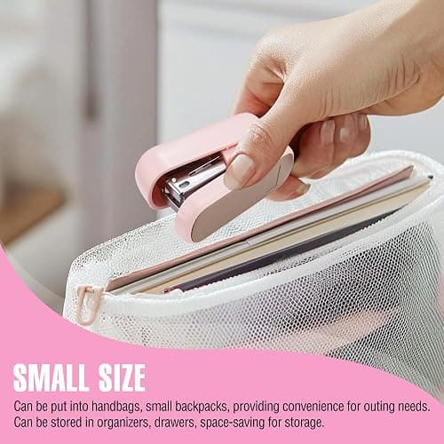 WORKPRO Mini Stapler with Staples, Two Pink Staplers, One Staple Remover | Small Stapler Set, 2000 Standard Staples - Cute Staplers for Desk with Non-Slip Base, Lock Design - Pink Ribbon thumbnail 7