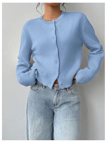 SOLY HUX Women's Button Down Cropped Lightweight Cardigan Sweater Cute Fall Fashion 2025 thumbnail 2