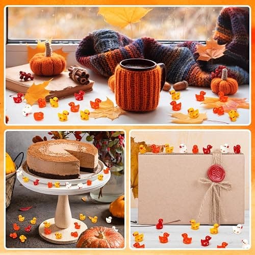 DTOFOOT 100Pcs Mini Fall Resin Ducks Thanksgiving Tiny Autumn Figurines | Fall Dollhouse Decor, Thanksgiving Table Settings, 100 Pcs Mini Maple Leave Tiny Ornaments thumbnail 7