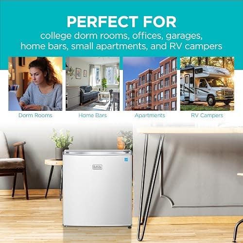 BLACK+DECKER 1.7 Cu. Ft. Compact Refrigerator, ENERGY STAR Certified, Single Door Mini Fridge with Chiller Compartment, Personal Fridge for Home or Dorm Room, R600a Refrigerant, BCRK17W, White thumbnail 7