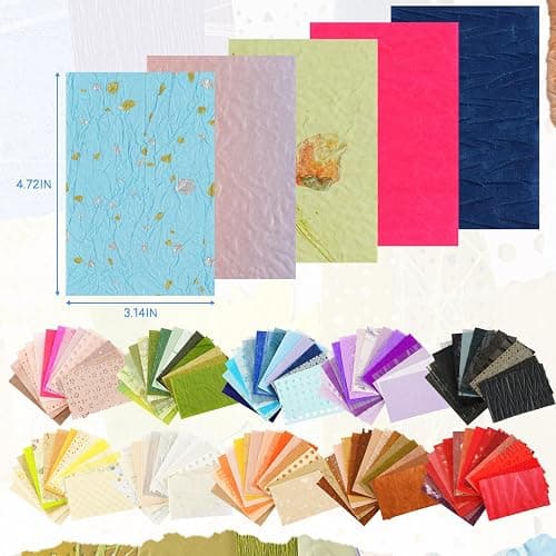 160 Sheets Textured Scrapbook Paper & Mesh Fabric Assorted Set | 10 Mixed Colors | Decorative Paper for Scrapbooking Journaling, Planners, Card Making, Decoupage | 4.72" x 3.14" thumbnail 3