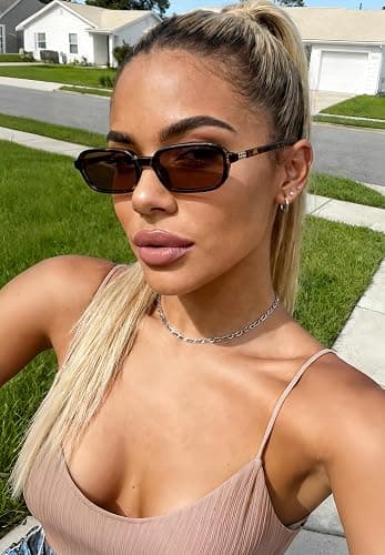 Colrea Retro Rectangle Sunglasses for Women Men Trendy Vintage Small Square Sun Glasses 90s Fashion Cute Sunnies CL010 thumbnail 6