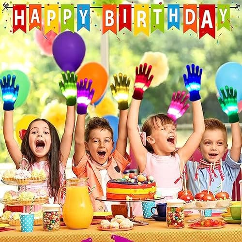 COLEDRE Kids Toys 12 Colors LED Gloves Cool Toys Gifts for Age 5-7 8-12 Years Old Boys Girls Stocking Stuffers Kids Teens Christmas Halloween Costumes Light Up Gloves Birthday Parties Gifts (1 Pair M) thumbnail 5