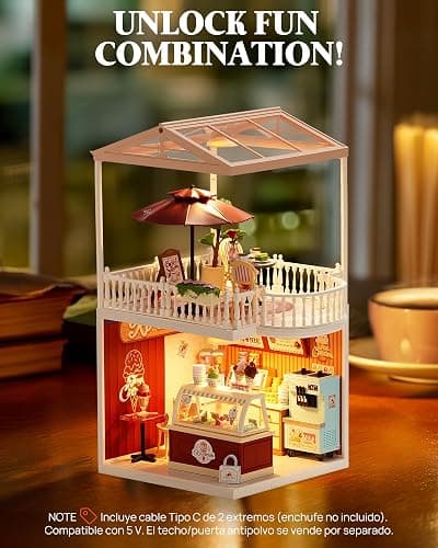 Rolife Super Creator Accessories Chic Café Terrace, Tiny House Building Blocks for Little Dolls, DIY Plastic House Model Building Kits for Teens, DIY Crafts/Hobbies for Adults (Chic Café Terrace) thumbnail 6