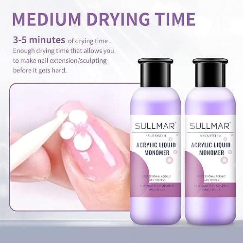 SULLMAR Acrylic Monomer Liquid Monomer Acrylic Nail Liquid 5fl.oz Nail Acrylic Liquid Nail Tips For Acrylic Nails Professional Nail Monomer Liquid Odorless Monomer 2.5fl.oz/75mlx2pcs thumbnail 5