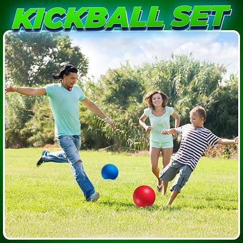 8.5-Inch Red & Blue Kickballs (2-Pack) with Hand Pump, Playground Balls | Rubber Playground Balls for Kickball, Dodgeball, Four Square, PE Class, School, Recess, Backyard Games, Indoor & Outdoor Play thumbnail 2