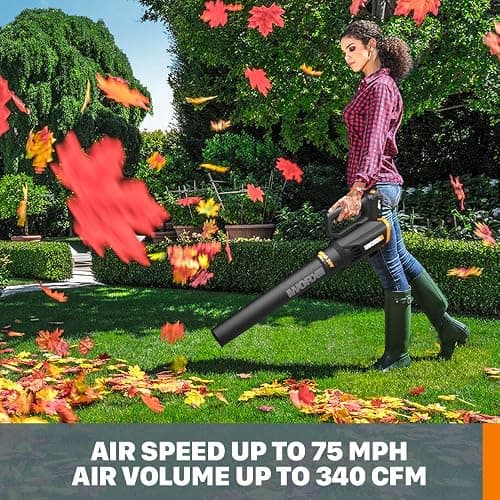 Worx 20V String Trimmer Cordless & Edger 3.0 + Leaf Blower Cordless with Battery and Charger Turbine, Black and Orange thumbnail 2