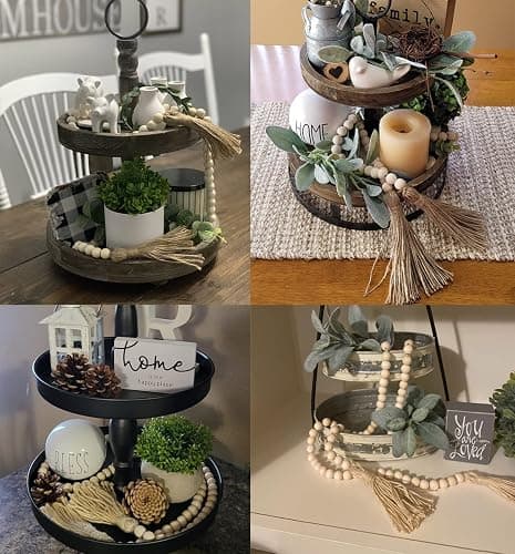 LSKYTOP 60 Inches Wood Bead Garland,Wooden Beads with Tassels,Farmhouse Beads Rustic Prayer Beads Boho Beads for Farmhouse Tiered Tray Coffee Table Mantel Decor (1 Pack) thumbnail 5