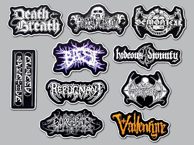 Death Metal Sticker Pack (10 Stickers) Set 12 Breath Hideous Grindcore Divinity slam Brutal Thrash Extreme Old School Blast Beat Vinyl Decal Logo Laptop Guitar case Hardcore Gore Heavy Underground - Image 1