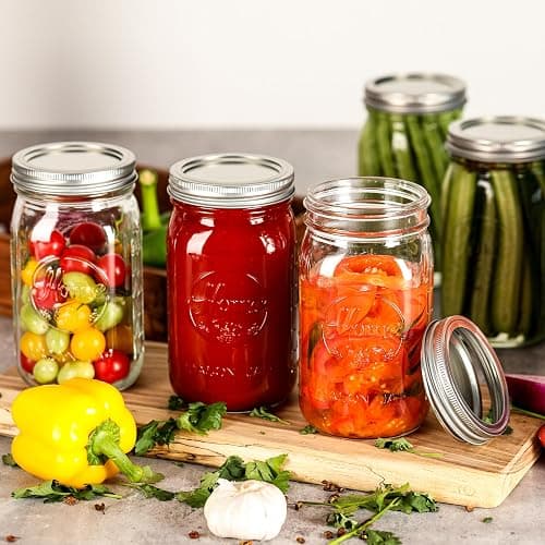12 Pack Wide Mouth Mason Jars 32 oz - Heavy Duty Glass Quart Mason Jars With Airtight Lids for Pickling, Canning, Food Storage, Meal Prep and Fermenting, Leak Proof thumbnail 4