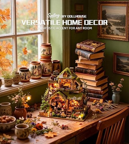 Spilay DIY Miniature House Kit, DIY Dollhouse Kit with Music Box, Forest Adventures 3D Wooden Puzzle Book Nook Kit for Adult, Bookshelf Decor&Gift for Birthday Halloween Christmas thumbnail 5