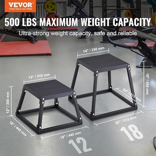 VEVOR Plyometric Jump Box, 12-30 Inch Plyo Box, Steel Plyometric Platform and Jumping Agility Box, Anti-Slip Fitness Exercise Step Up Box for Home Gym Training, Conditioning Strength Training thumbnail 2