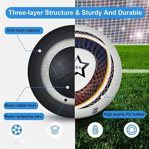 TTKAVAKEA Size 5 Soccer Ball,Waterproof PU Leather,with Pump & Needles | soccer balls training,Waterproof PU Leather,With Pump & Needles,Stylish and dynamic look thumbnail 2