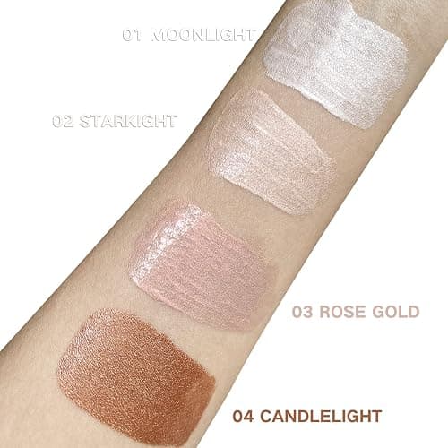 MEICOLY Liquid Highlighter,Long Lasting Liquid Luminizer Shimmer Stick,Waterproof Smooth Highlight Face Illuminator,Silky Natural Glow Makeup Sparkly Highlighters for Face,04 Transcend - liquid luminizer,04 Transcend - 0.25 Fl Oz (Pack of 1) thumbnail 9