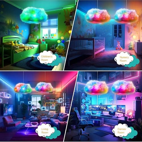 ViLSOM LED Cloud Light, RGB Cloud Lamp with IC Remote Control and APP Control Cool Lights Sync Music Color Changing Led Lights for Bedroom Ceiling Adults and Kids Modern Home & Room Decor thumbnail 6