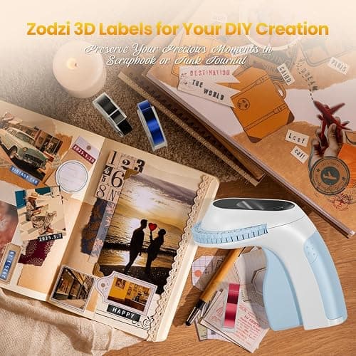 Zodzi Embossing Label Maker,Vintage Embossed Label Maker Machine with Tapes,Manual Retro Labeler,Old School Embosser with 3D Tapes for Home Office Kids DIY Craft Scrapbook Supplies Junk Journal Kits thumbnail 4