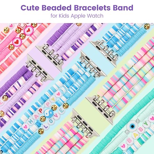 sylacor Beaded Bracelets Compatible with Kids Apple Watch Band 38mm 40mm 41mm 42mm 44mm 45mm 46mm 49mm, Cute Stretchy Strap for iWatch Series 10 9 8 7 6 5 4 3 SE SE2 for Girls Boys and Small Wrists thumbnail 2