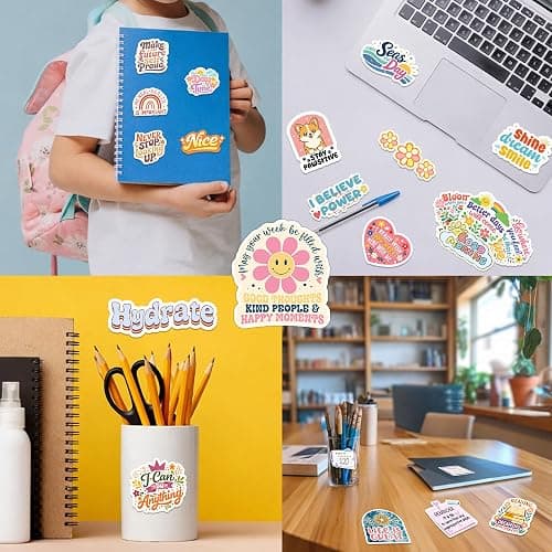 300PCS Affirmation Stickers by Puraesla - Holographic Motivational Sticker Pack, Positive Journal Encouraging Shiny Quotes for Kids, Teachers, Classroom, Waterproof Scrapbook Supplies thumbnail 4