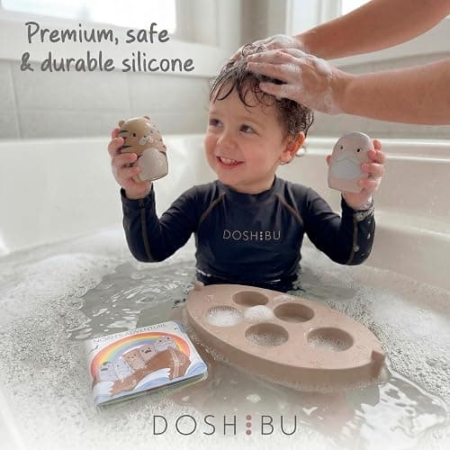 Noah's Ark Silicone Floating Bath Toy Set for Toddlers 18M+ Includes 7 Pieces Boat Animals and Waterproof Bible Storybook Educational Sensory Learning Nordic Color Design Montessori Faith Play thumbnail 2