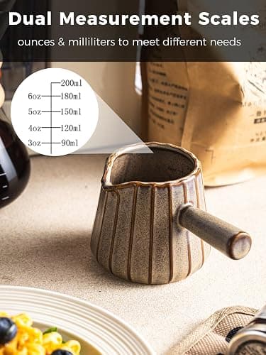 YHOJOY Espresso Cup, Ceramic Espresso Measuring Cup with Handle, Expresso Shots Cups with Spout, Espresso Accessories, 200ML/6 OZ, Dark Agate Red thumbnail 4