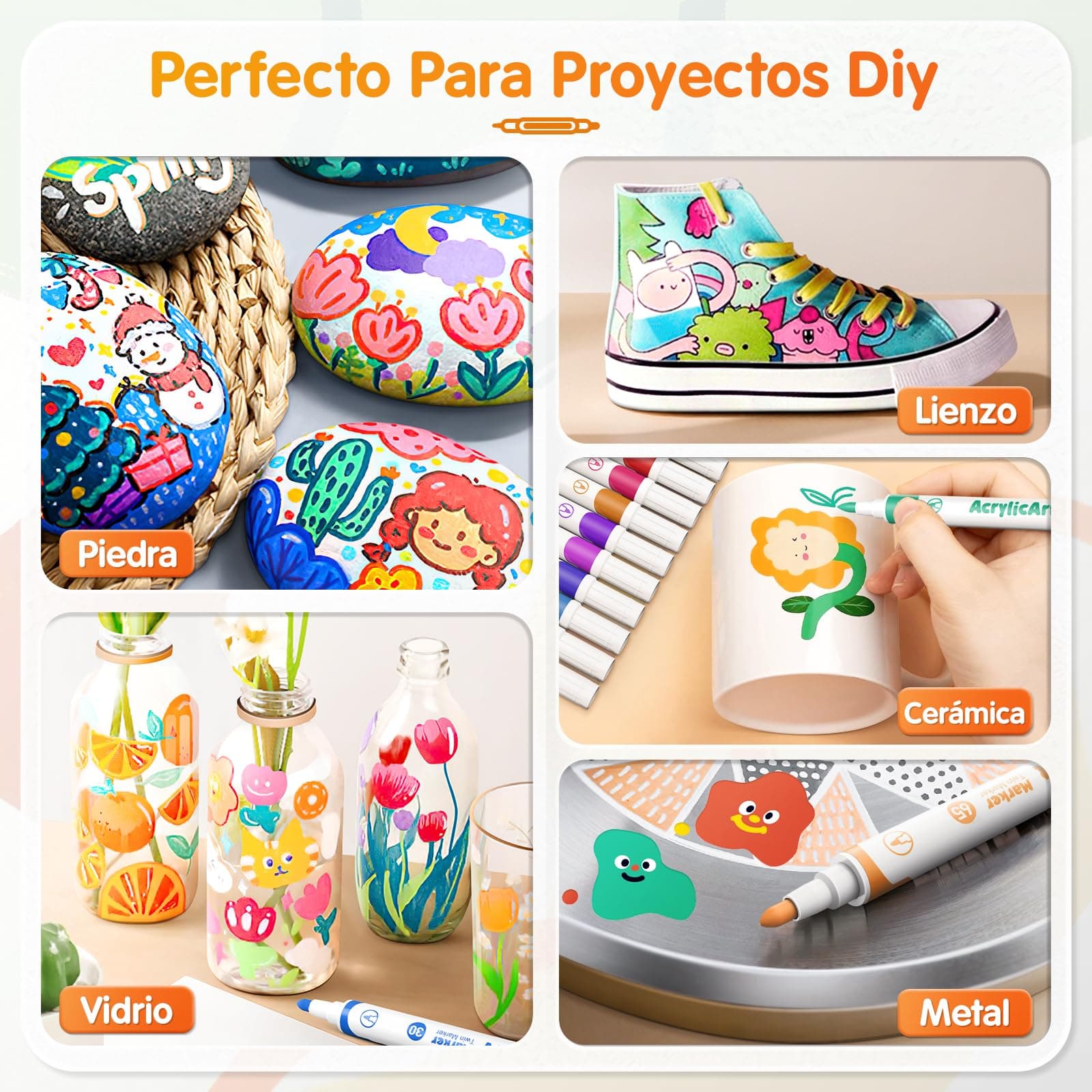 36 Colores Marcadores de Pintura Acrílica de Doble Punta Tinta de Secado Rápido Colores Brillantes Resistentes al Agua y al sol Fáciles de Llevar Aplicables en Papel Vidrio Cerámica y Más thumbnail 2