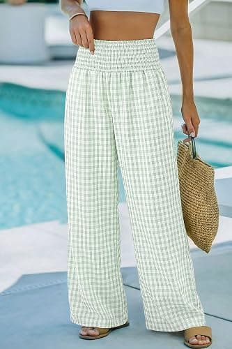 Dokotoo Womens Striped Gingham Pants 2026 Casual Pants Cute Comfy Bottoms with Pockets Plaid Outfits thumbnail 3