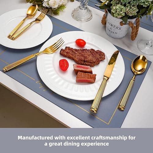 20-Piece Heavy Duty Gold Silverware Set for 8, 18/10 Stainless Steel Flatware, Extra Thick Heavy Flatware Set, Perfect for Weddings Gifts thumbnail 5