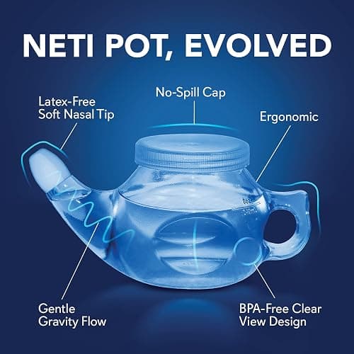 SinuCleanse Soft Tip Neti Pot Nasal Wash System, Relieves Nasal Congestion Due to Cold & Flu, Dry Air, Allergies, 30 All-Natural Saline Packets, Made in USA thumbnail 4