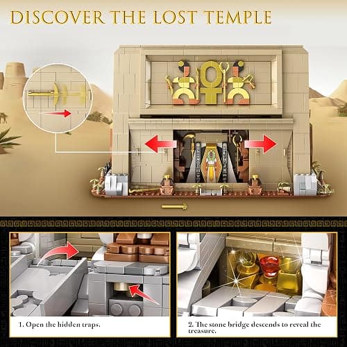 SpblastB Temple Building Set for Adults, Egyptian Architecture Building Blocks with Hidden Mechanisms, Famous Landmark Collection Home Décor Model Building Kit, 2666Pcs thumbnail 3