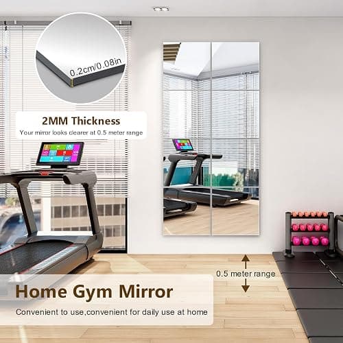 Shiftshade 4 Pack Wall Mirror Full Length, 12 x 12 Inch Acrylic Mirror Tiles, Shatterproof Flexible Plastic Mirror Sheets for Bedroom Home Gym Door thumbnail 5