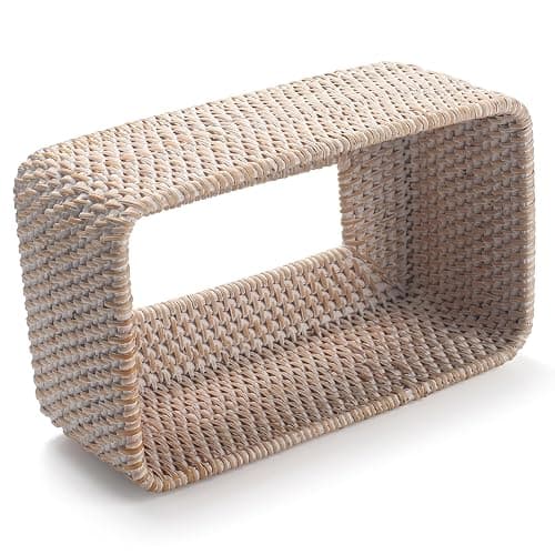 Rattan Tissue Box Cover Natural Woven Facial Napkin Holder Rectangular 10 x 6.1 x 4.1 Inch (White) thumbnail 5