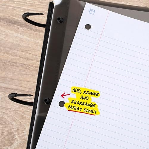 Five Star Flex Refillable Notebook + Study App 1.5 Inch O-Rings Binder with Pockets Tabs and Dividers, 300 Sheet Capacity, Includes 80 Sheets 8.5" x 11" College Ruled Paper, Prom Pink (293240R) thumbnail 5