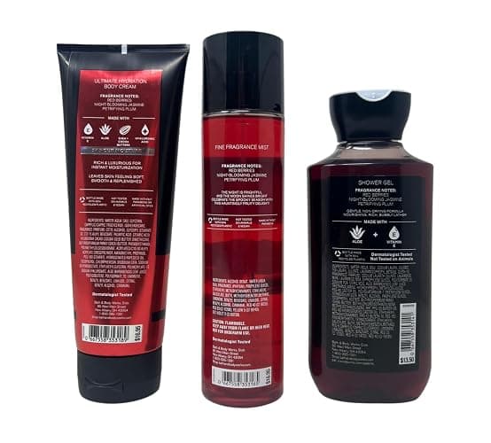 Bath & Body Works Holiday Special VAMPIRE BLOOD 3 Piece Bundle - Fragrance Mist - Body Cream - Shower Gel - with a Charcoal Scrub Bar Soap thumbnail 6