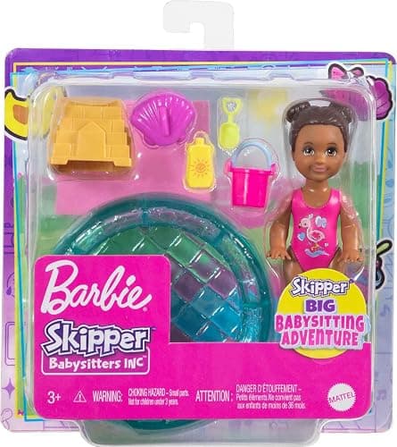 Barbie Skipper Babysitters Inc Small Doll & Accessories Playset with Brunette Doll, Swimming Pool & Water-Themed Pieces thumbnail 5