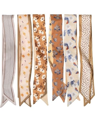 ZXZH 6 Pack Fashion Scarves for Women, Versatile Boho Head Scarf, Satin Scarf for Hair, Neck, Wrist, and Purse Accessories - Image 1