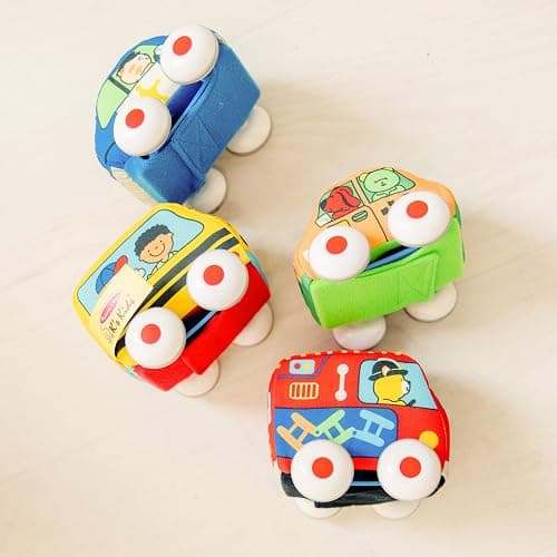 Melissa & Doug K's Kids Pull-Back Vehicle Set - Soft Baby Toy Set with 4 Cars and Trucks, Soft Vehicles Toys for Babies and Toddlers thumbnail 7