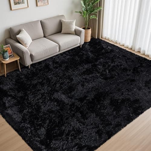 8x10 Area Rug for Living Room:Ultra Soft Fluffy Shag Black Rugs,Large Fuzzy Plush Indoor Non Slip Carpet Washable Rug for Bedroom Kids Nursery Office Dorm Modern Decor(Black) thumbnail 2