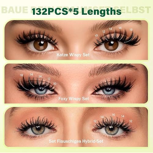 KEYYOU Flora Lash Clusters Kit Flaunt D Curl Natural Lashes 132pcs Lash Extension Kit 8-18mix Lash Clusters Fluffy Lashes with Ultra-Thin Soft Band with Remover Waterproof Bond and Seal(F01 Kit) thumbnail 2