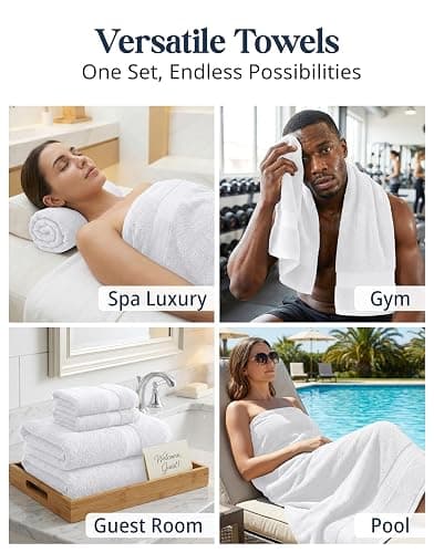 LANE LINEN Bath Towel Set 100% Cotton 16 Piece Soft Absorbent - White | Cotton Bath Towels, Soft & Durable, Ring-Spun, Ideal for the Home & Spa, with OEKO-TEX thumbnail 7