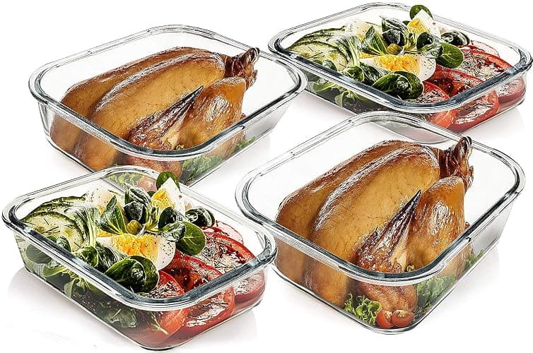 M MCIRCO [80 oz & 36 oz Extra Large Glass Food Storage/Baking Containers Set with Lids, 2 Pack 80 oz(10 cup)&2 Pack 36 oz (4.5 cup) Airtight Glass Container,Microwave,Oven,Freezer and Dishwasher thumbnail 6
