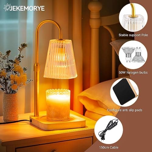 Candle Warmer Lamp Timer Adjustable - Height Wax Melt Electric Light Warming Dimmable Top Melter Heater for Melting Heating Small Jar Candles Gifts Women Mom Birthday Home Desk Decor with 2 Bulbs thumbnail 7