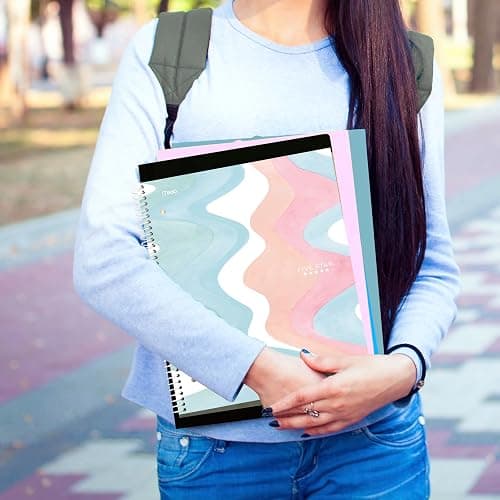 Five Star Spiral Notebook + Study App, 1 Subject, Wide Ruled, 8" x 10-1/2", 80 Sheets, Fights Ink Bleed, Water Resistant Cover, Pastel Waves (930060F) thumbnail 7