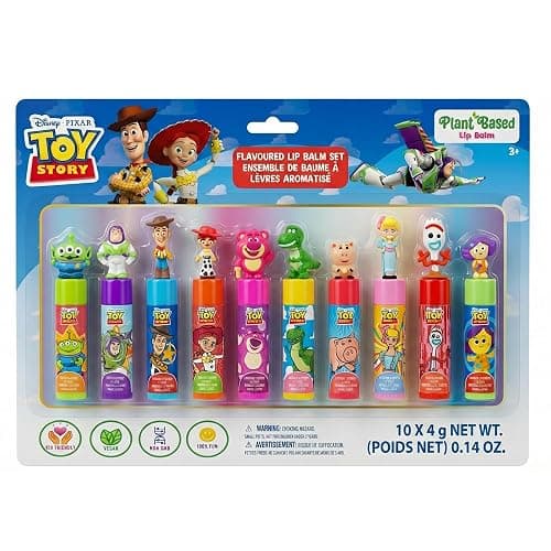 Toy Story 10 Piece Plant Based Lip Balm with Bonus Toppers, Makeup Set for Girls, Boys, Toddlers, Perfect for Gift-Giving, Sleepovers, for Kids, by Townley Girl - Image 1