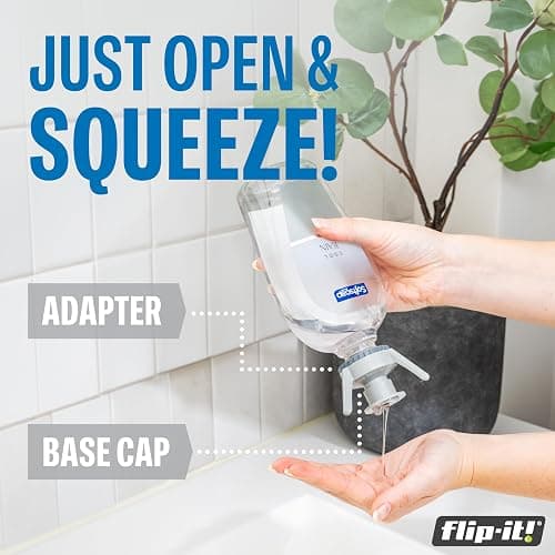 Flip-It! 1-Pack Bottle Emptying Kit – No more wasted product - Fits most plastic bottles – Get out every drop of Shampoos, Lotions, & More – 1 Base Cap, 3 Adapters – Pastel Color Edition - 1-Pack - Pastel thumbnail 6