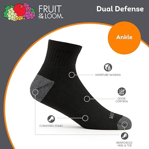 Fruit of the Loom Mens Dual Defense Ankle Socks (12 Pack) thumbnail 3