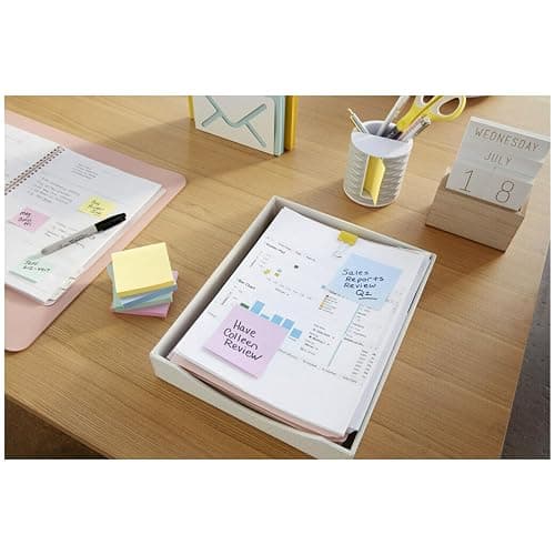Post-it 100% Recycled Paper Super Sticky Notes, 3 in. x 3 in., 24 Pads, 70 Sheets per Pad, Wanderlust Pastels, School Supplies and Office Products thumbnail 17