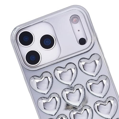DMaos for iPhone 16 Plus Case for Women, 3D Pop Bubble Heart Gel Cover, Cute Girly for iPhone16 Plus 6.7 inch - Silver thumbnail 4
