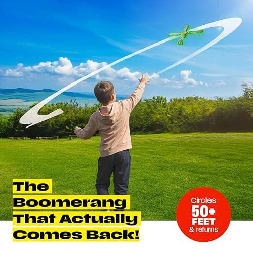 Boomerang for Kids & Adults - Boy Gifts 8-12 - Glow-in-the-Dark (Green) | 8 9 10 11 12 Year Old Boy Gift - Sports and Outdoor Toys for Kids 8-12 - Boys Birthday Gifts Ages 8-10 - Outside Fun Toy thumbnail 3